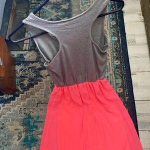 Gray and Coral Two-Tone Dress